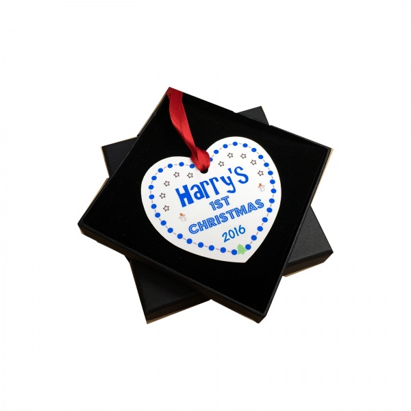 Personalised Baby's 1st Christmas Tree Decoration - Blue